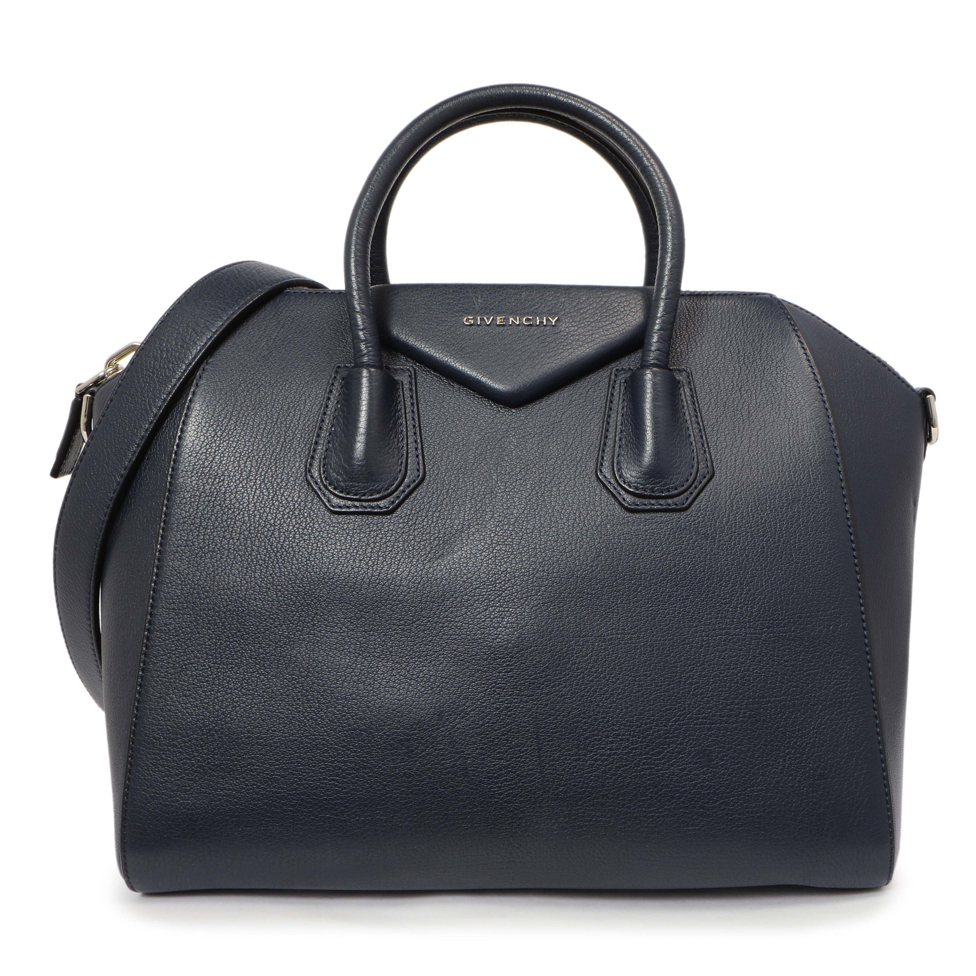 Exclusive Givenchy Blue Sugar Goatskin Medium Antigona — Front View