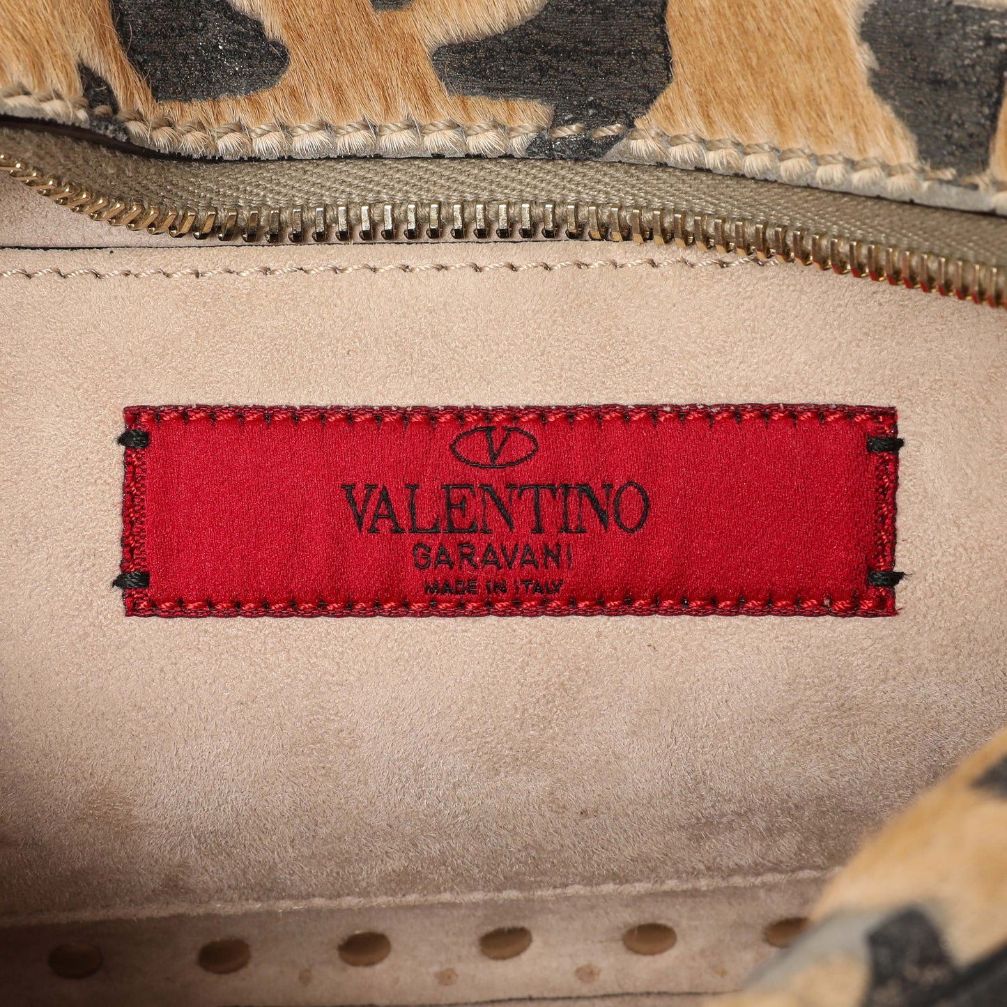 Exclusive Valentino Calf Hair Leopard Rockstud Camera Crossbody — Detail View