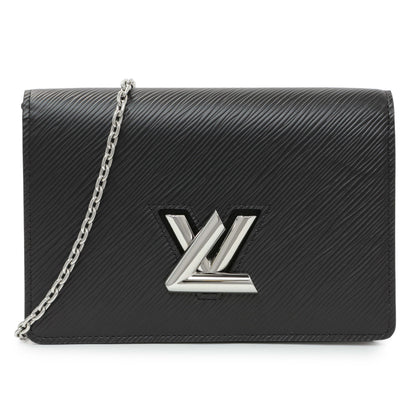 Exclusive Louis Vuitton Black Epi Twist Belt Chain Wallet — Front View