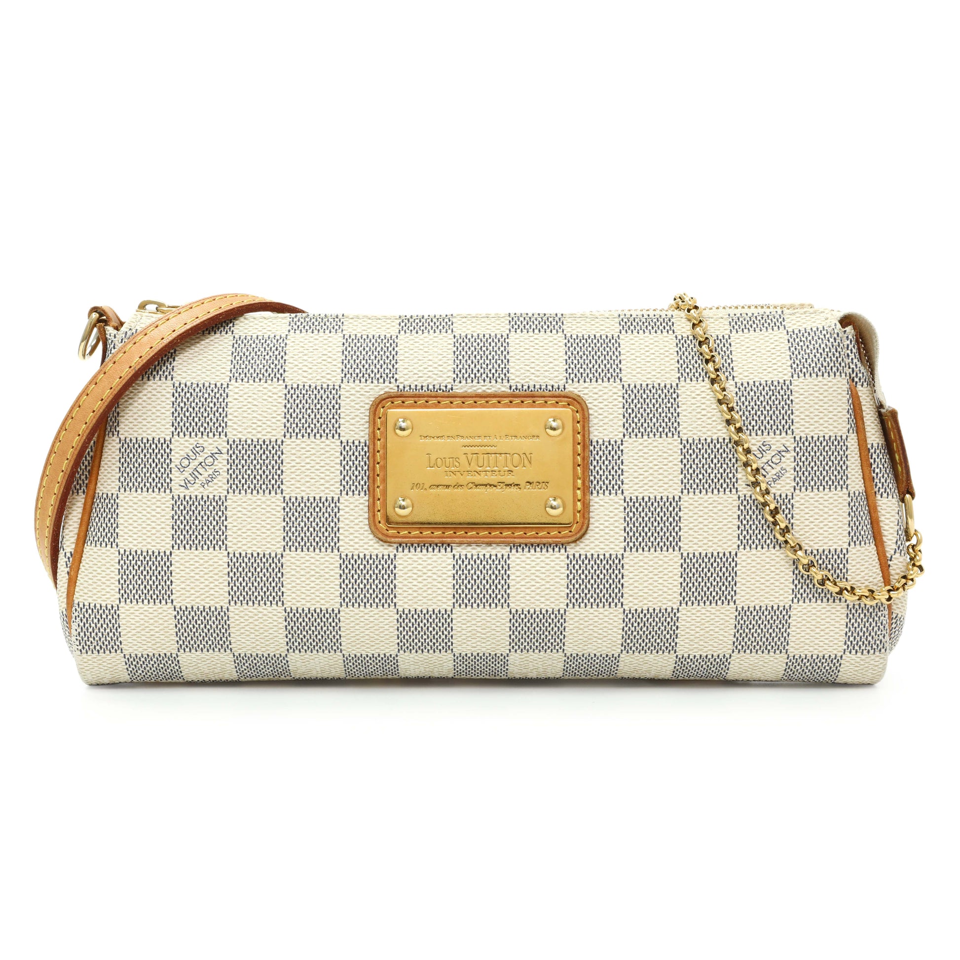 Exclusive Louis Vuitton Damier Azur Eva Clutch — Front View