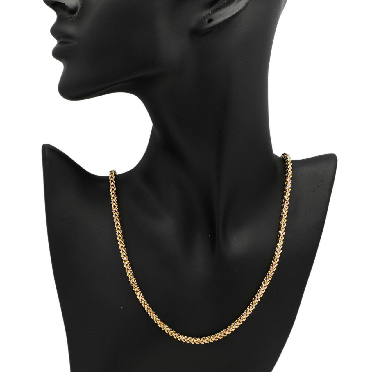 Exclusive 10K Yellow Gold/White Gold Box Link Chain Necklace — Back View