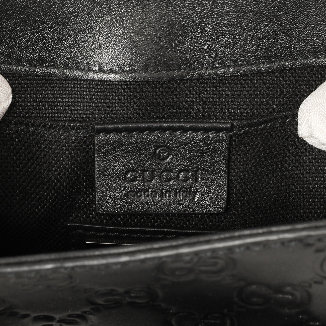 Exclusive Gucci Black Guccissima Mini Emily Shoulder Bag — Top View