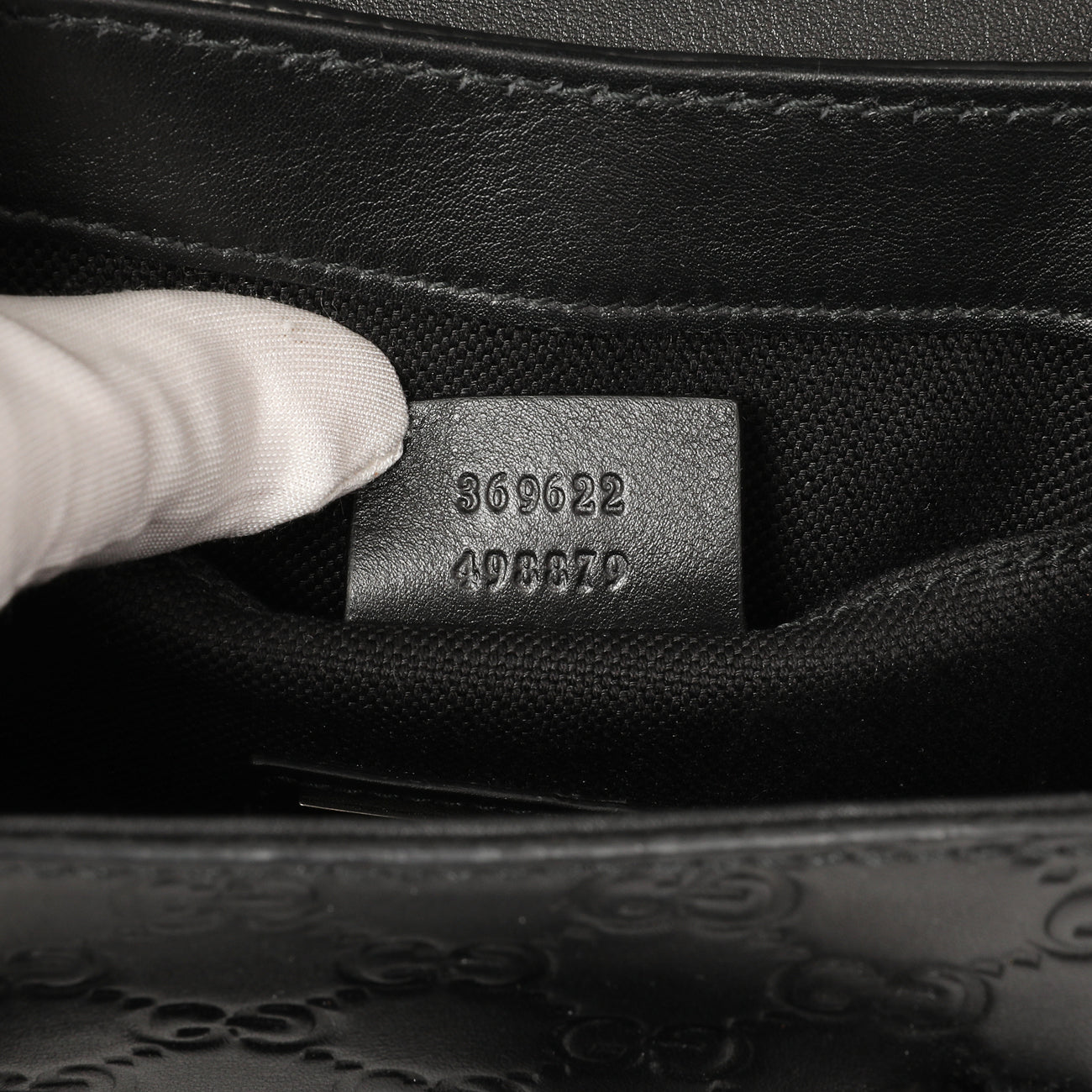 Exclusive Gucci Black Guccissima Mini Emily Shoulder Bag — Detail View