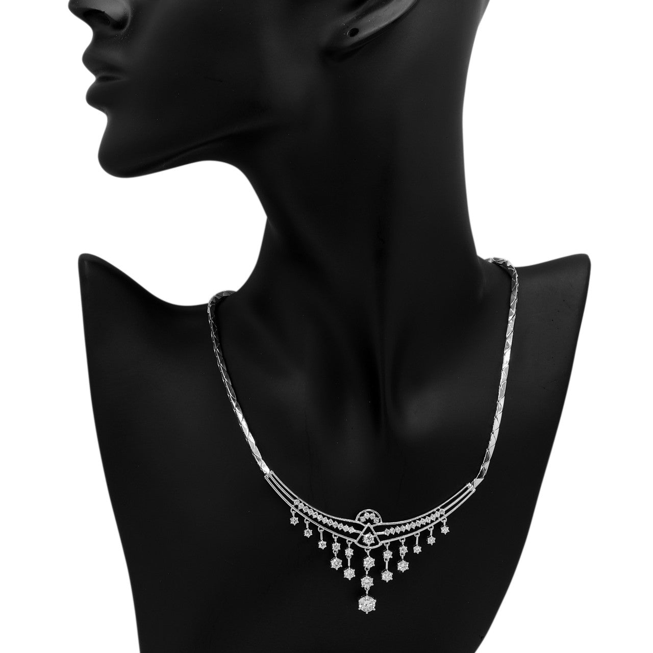 Exclusive 14K White Gold 3.75 Carat Diamond Lavaliere Necklace — Top View