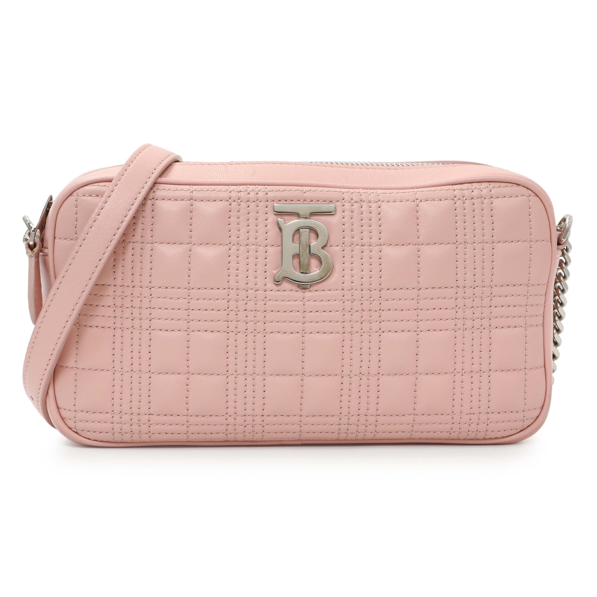 Exclusive Burberry Pink Quilted Calfskin Lola Camera Bag — Front View