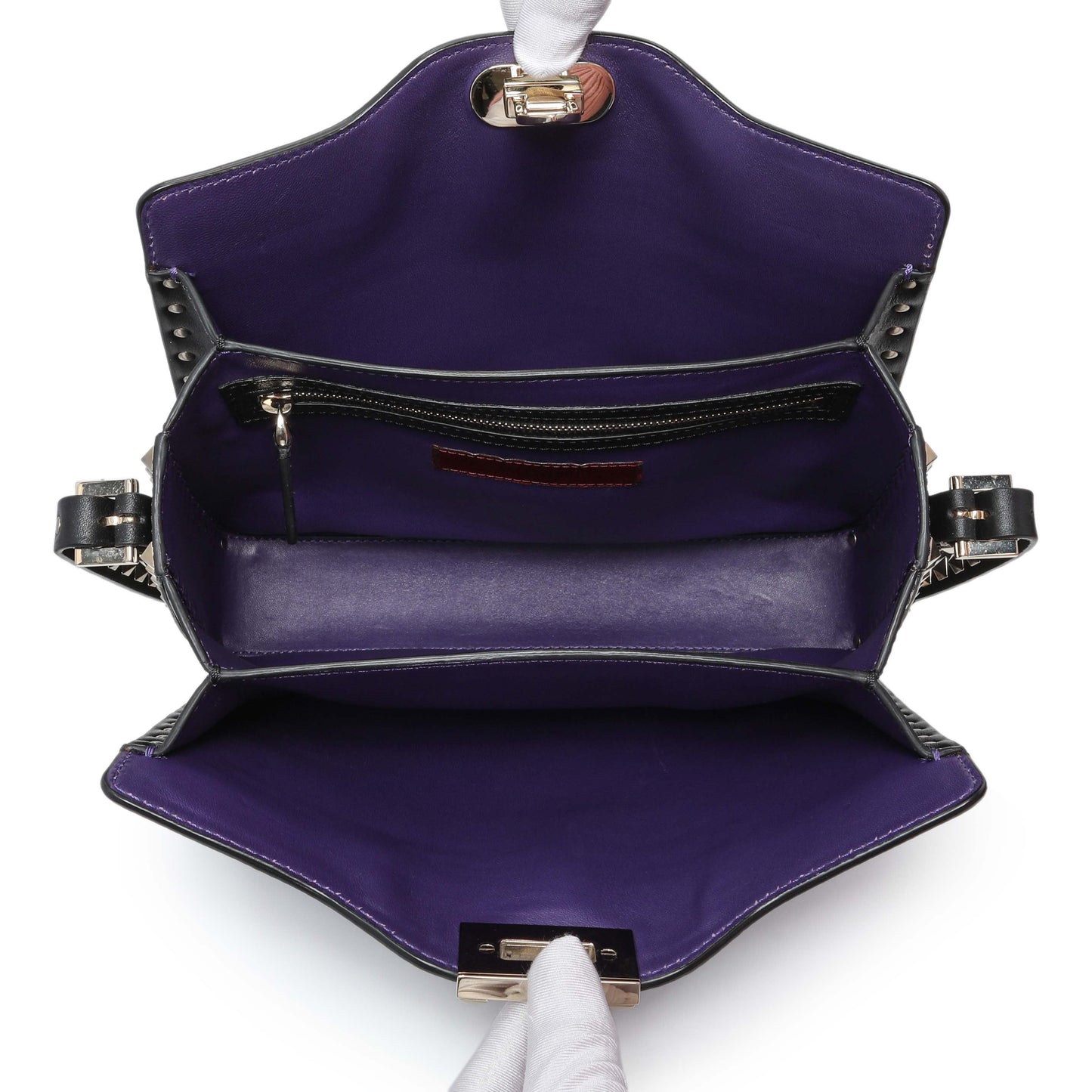 Exclusive Valentino Purple Calfskin Rockstud Crossbody — Top View