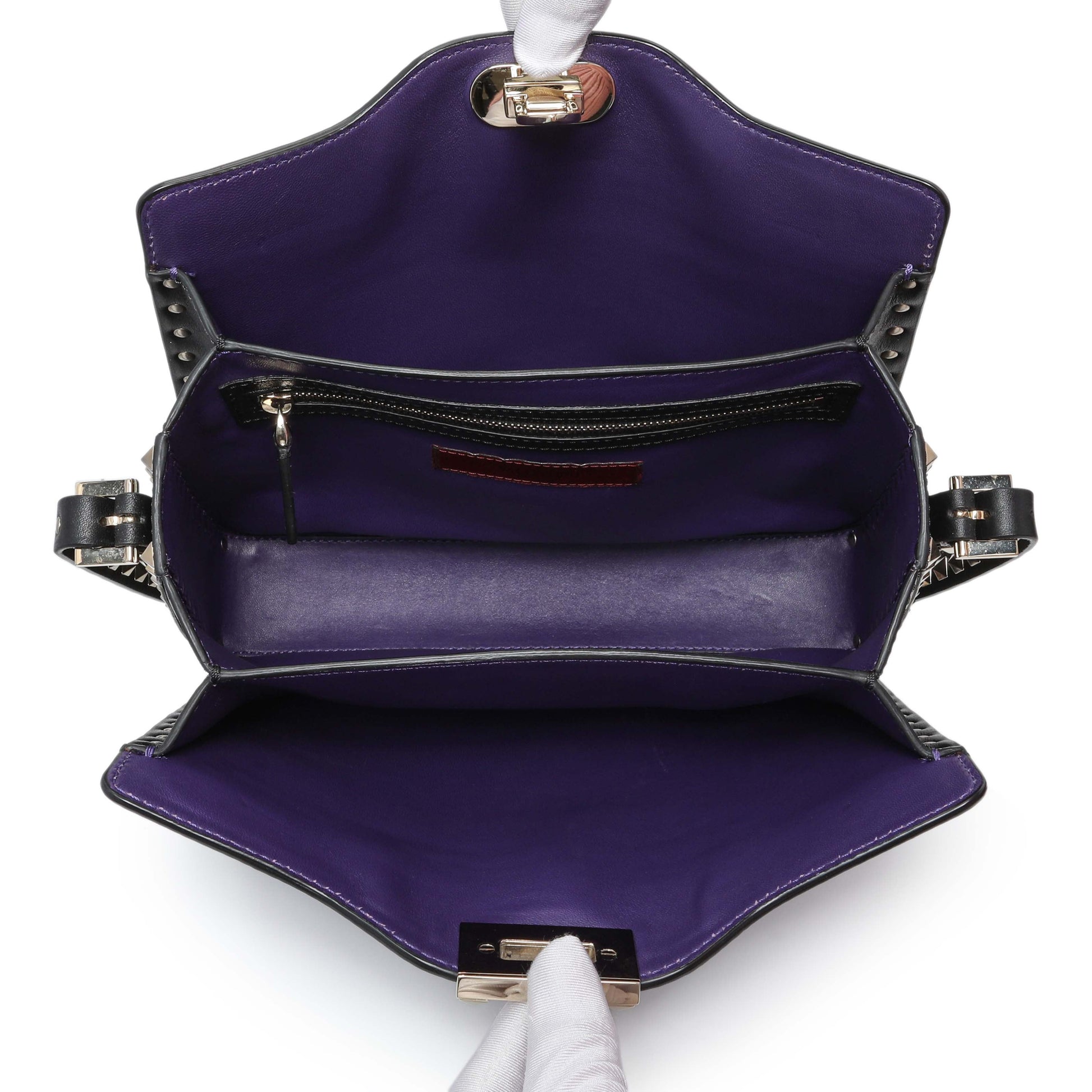 Exclusive Valentino Purple Calfskin Rockstud Crossbody — Top View