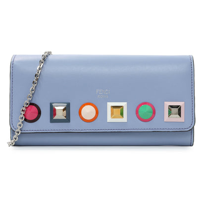 Exclusive Fendi Vitello Liberty Studded Continental Wallet on Chain — Front View