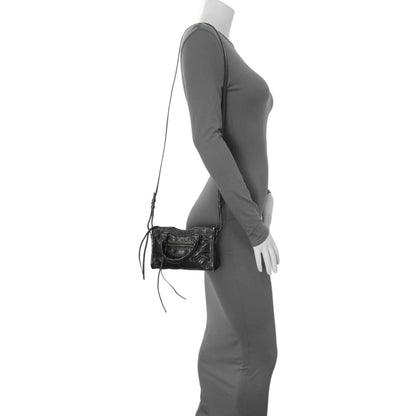 Exclusive Balenciaga Black Agneau Classic Hardware Nano City — Alternate View 11