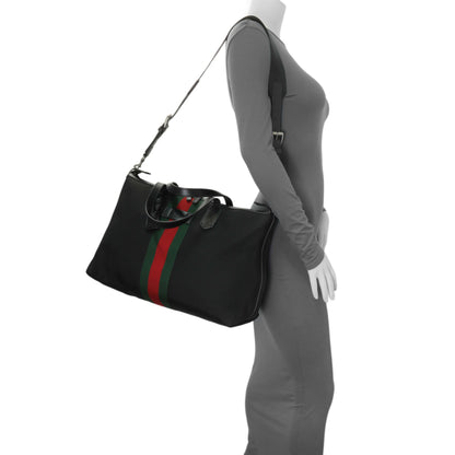 Exclusive Gucci Black Techno Canvas Web Duffle — Alternate View 7