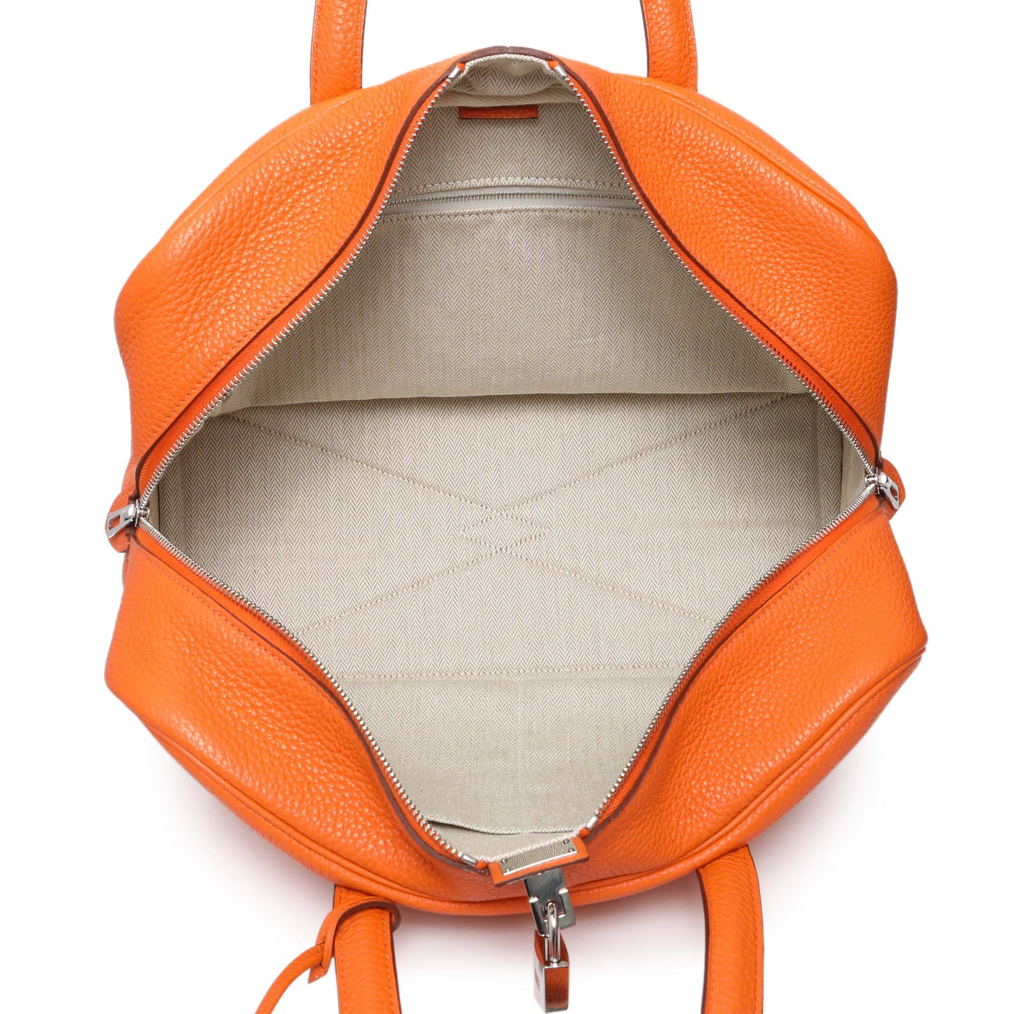 Exclusive Hermes Orange Taurillon Clemence Victoria II 35 — Alternate View 8
