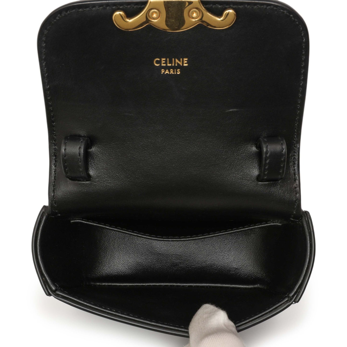Exclusive Celine Black Calfskin Mini Claude — Detail View