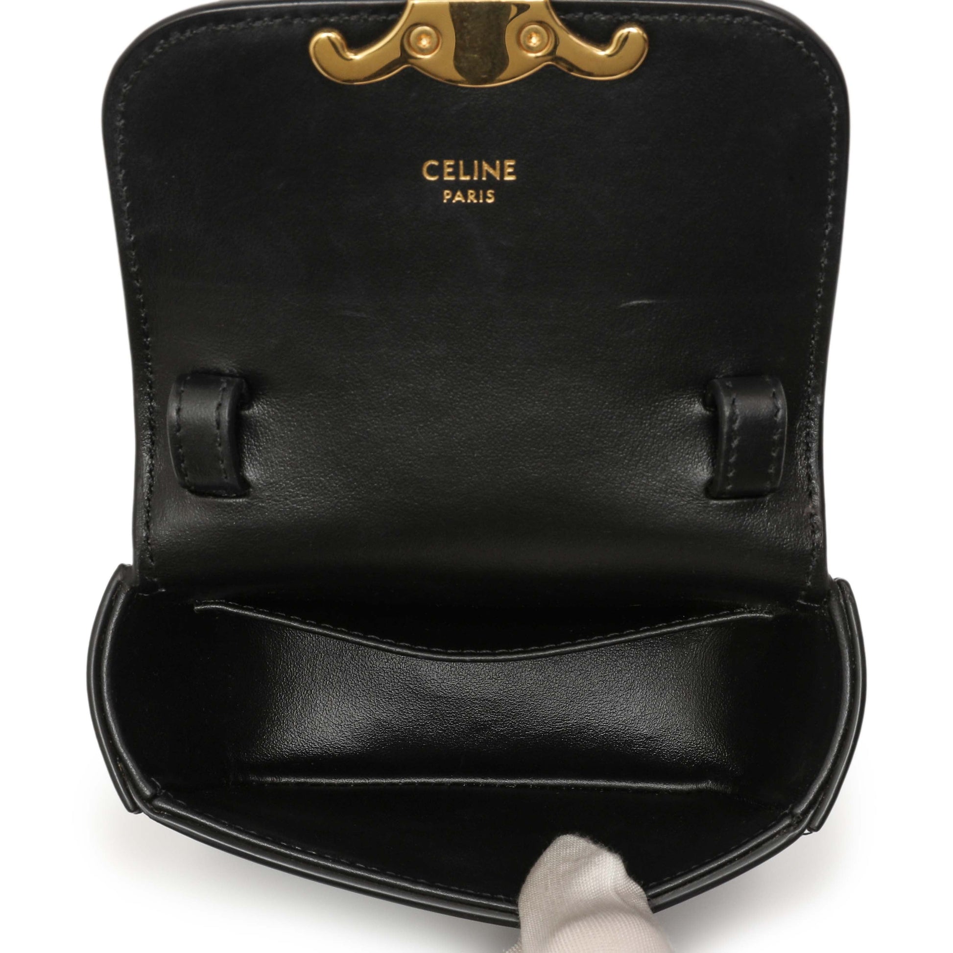 Exclusive Celine Black Calfskin Mini Claude — Detail View