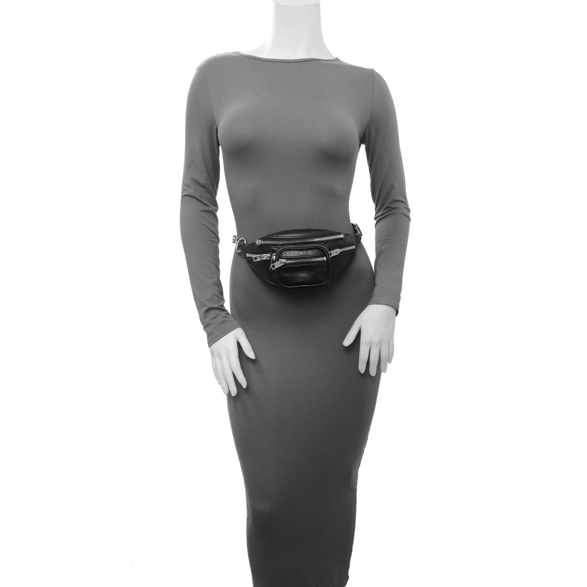 Exclusive Alexander Wang Black Lambskin Mini Attica Belt Bag — Lifestyle View
