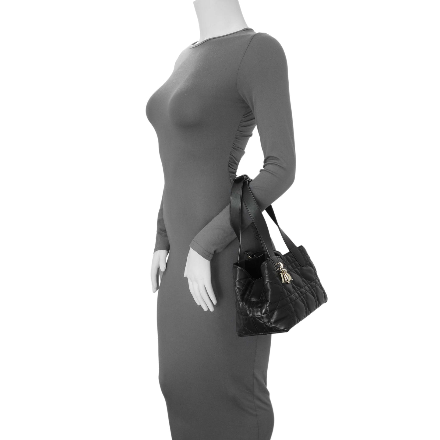 Exclusive Christian Dior Black Calfskin Macrocannage Small Toujours — Alternate View 7
