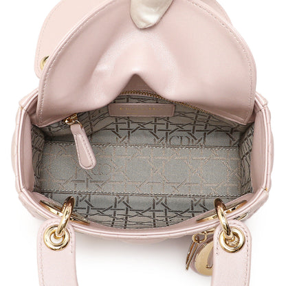 Exclusive Christian Dior Lotus Metallic Lambskin Cannage Mini Lady Dior — Top View