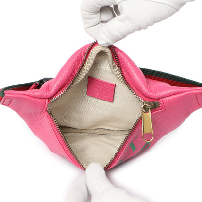 Exclusive Gucci Pink Grained Calfskin Small Logo Belt Bag — Top View