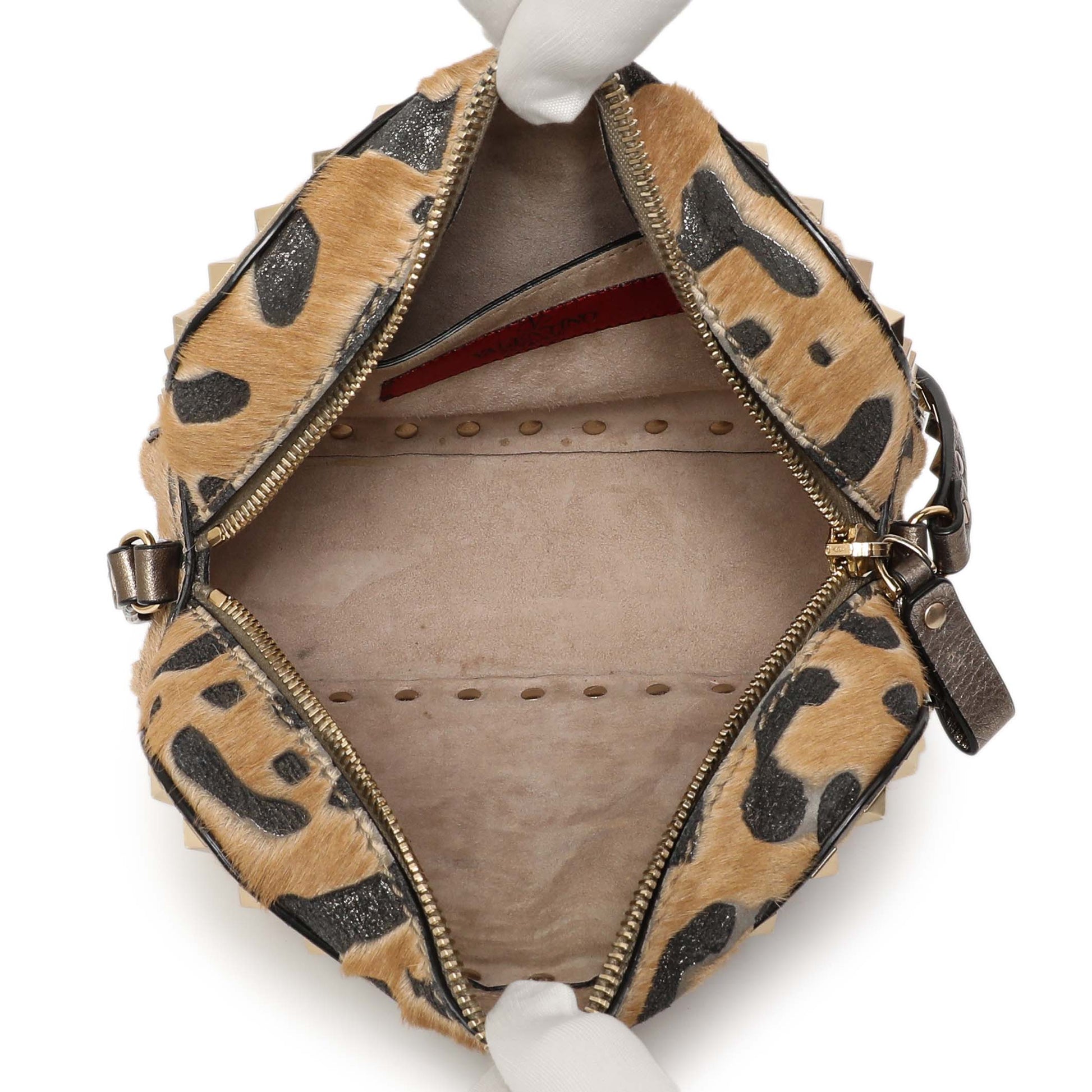 Exclusive Valentino Calf Hair Leopard Rockstud Camera Crossbody — Top View