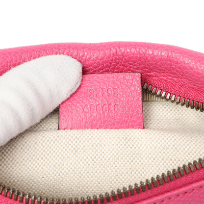 Exclusive Gucci Pink Grained Calfskin Small Logo Belt Bag — Lifestyle View