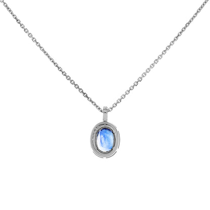 Exclusive 18K White Gold 5.08 Carat Sapphire Diamond Pendant — Side View