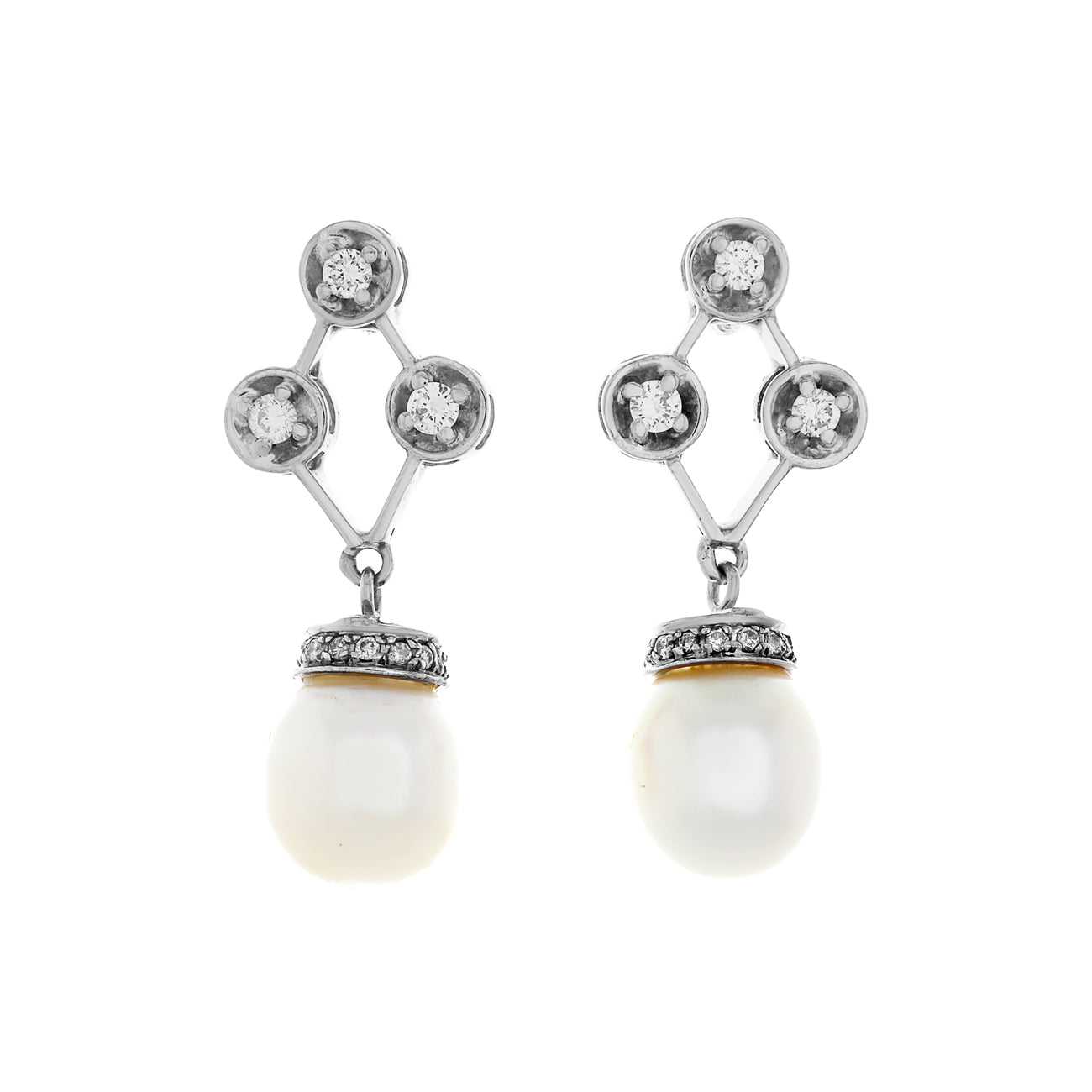 Exclusive 14K White Gold South Sea Pearl Earrings — Front View