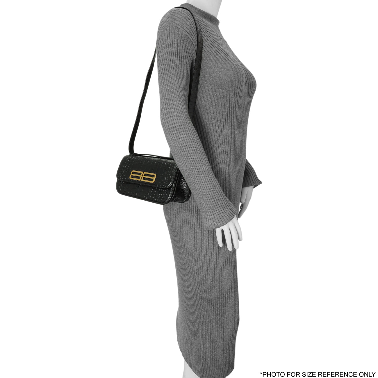 Exclusive Balenciaga Black Crocodile Embossed Small Gossip Bag — Alternate View 8