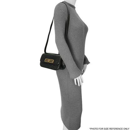 Exclusive Balenciaga Black Crocodile Embossed Small Gossip Bag — Alternate View 8