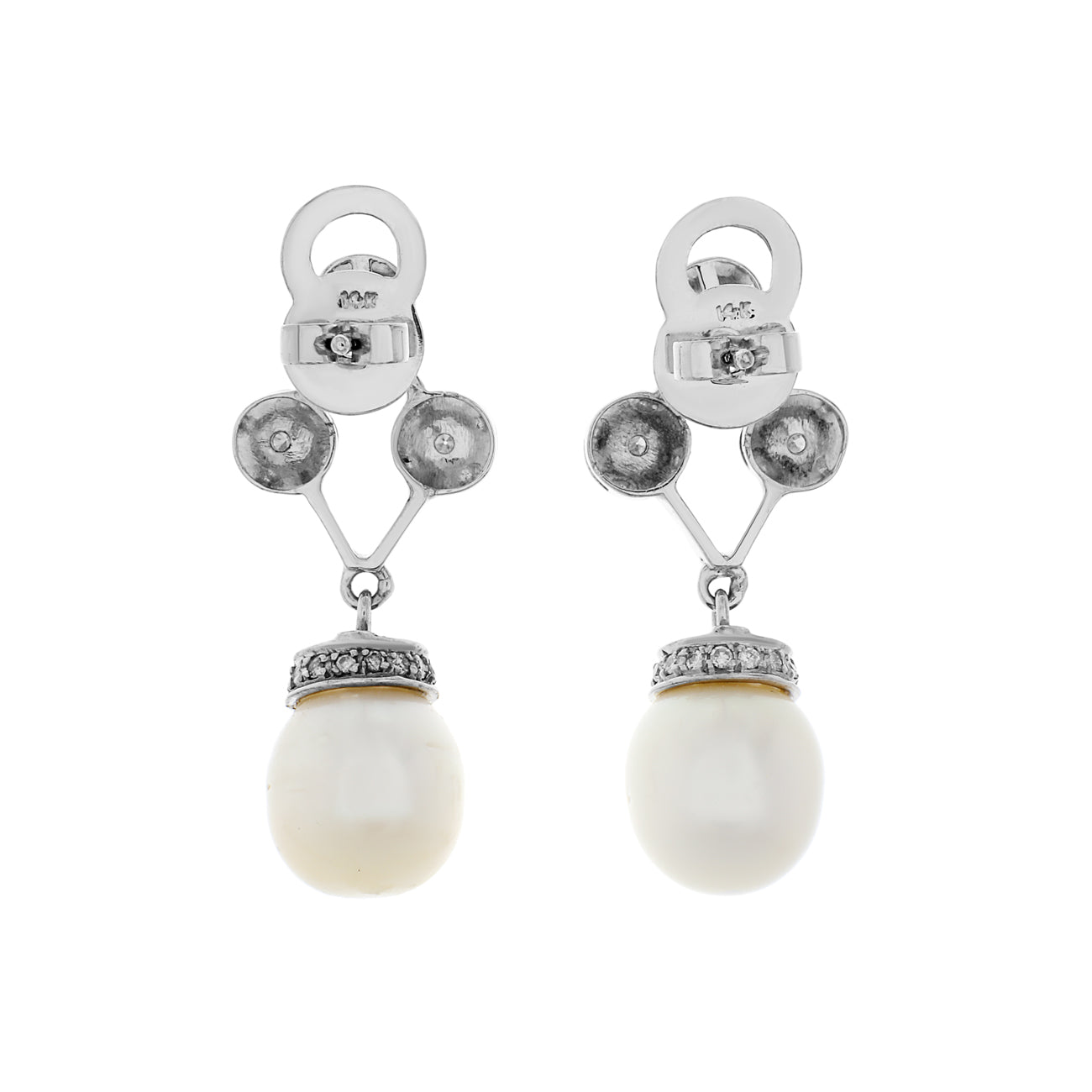 Exclusive 14K White Gold South Sea Pearl Earrings — Side View