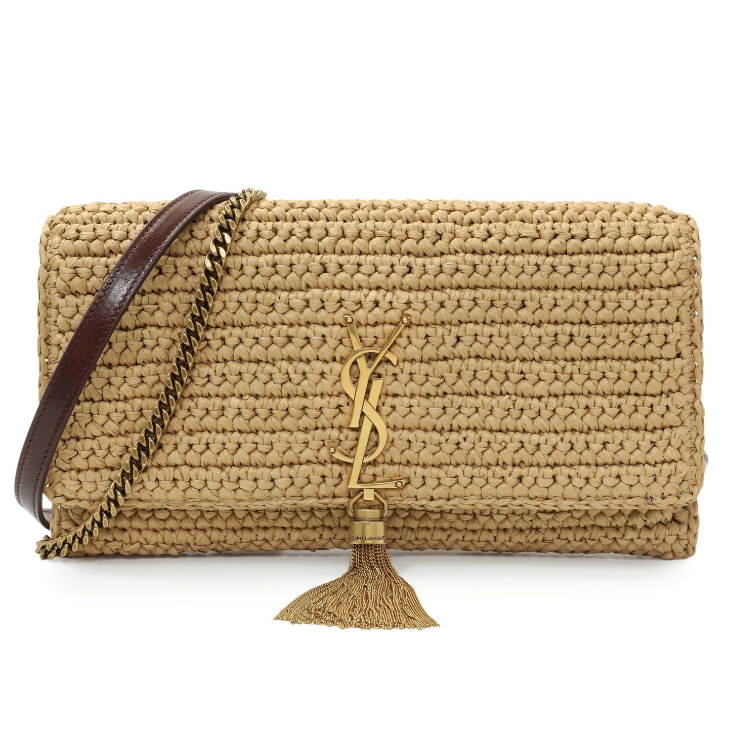 Exclusive Saint Laurent Raffia Monogram Tassel Kate 99 — Front View