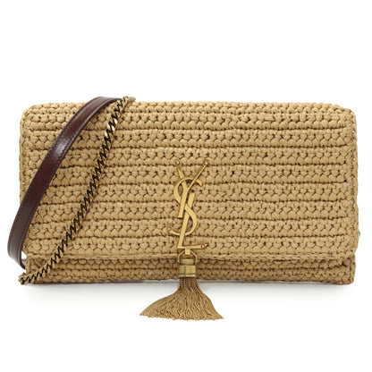 Exclusive Saint Laurent Raffia Monogram Tassel Kate 99 — Front View