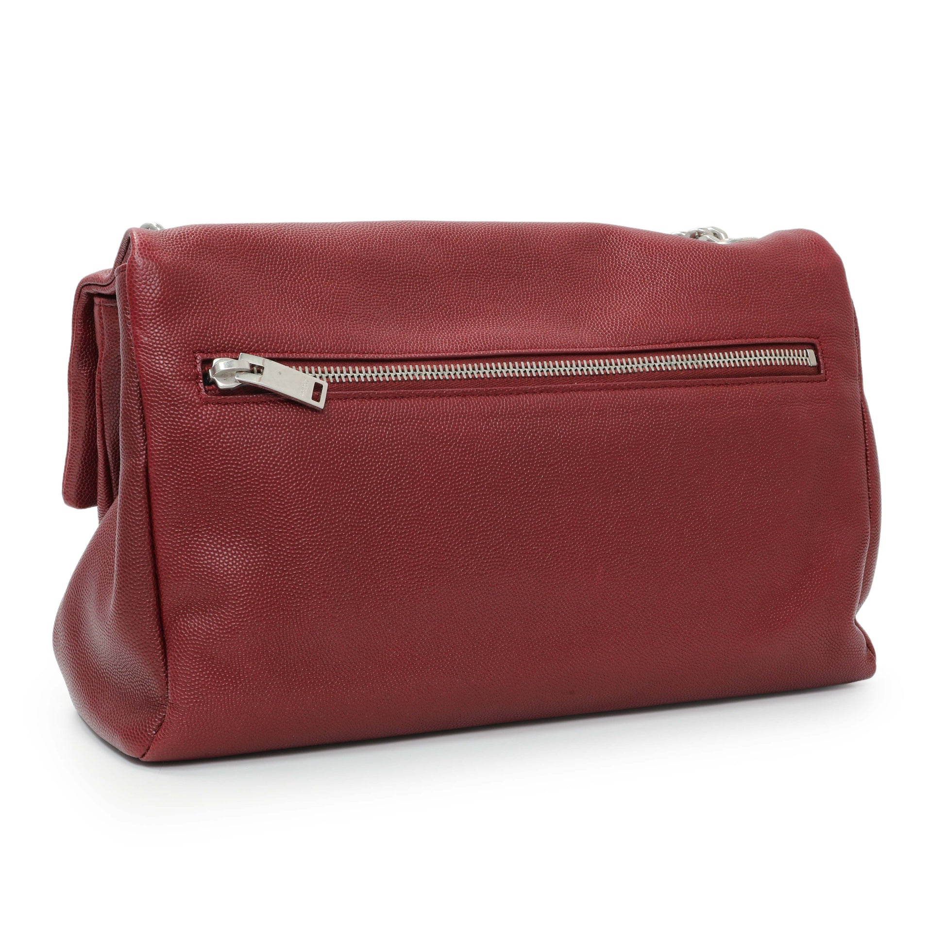 Exclusive Saint Laurent Red Grain De Poudre Medium West Hollywood Monogram Fold-Over — Side View