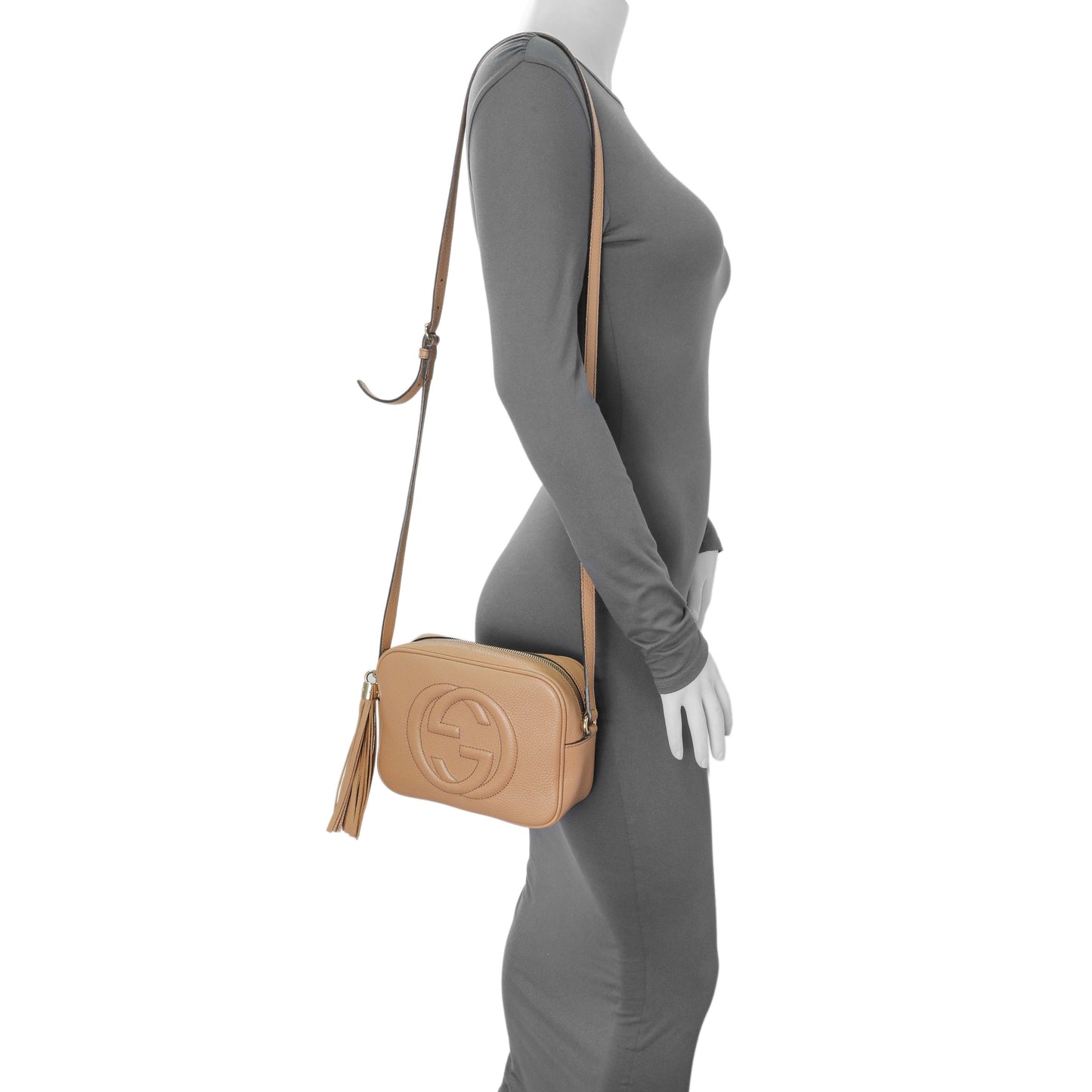 Exclusive Gucci Beige Pebbled Calfskin Small Soho Disco Bag — Alternate View 7
