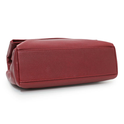 Exclusive Saint Laurent Red Grain De Poudre Medium West Hollywood Monogram Fold-Over — Back View