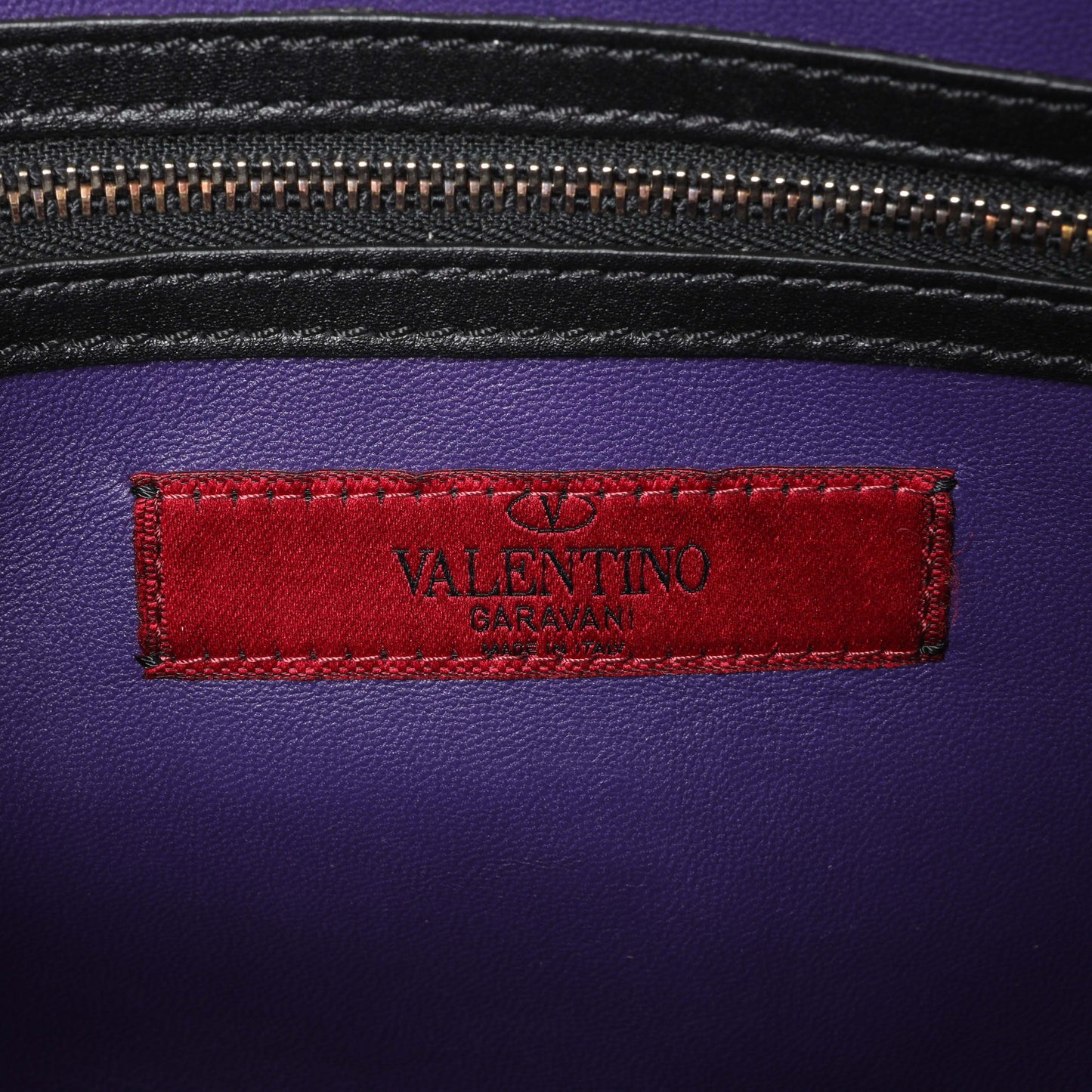 Exclusive Valentino Purple Calfskin Rockstud Crossbody — Detail View