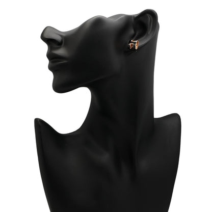 Exclusive Hermes Rose Gold Black Lacquer Pop H Earrings — Back View