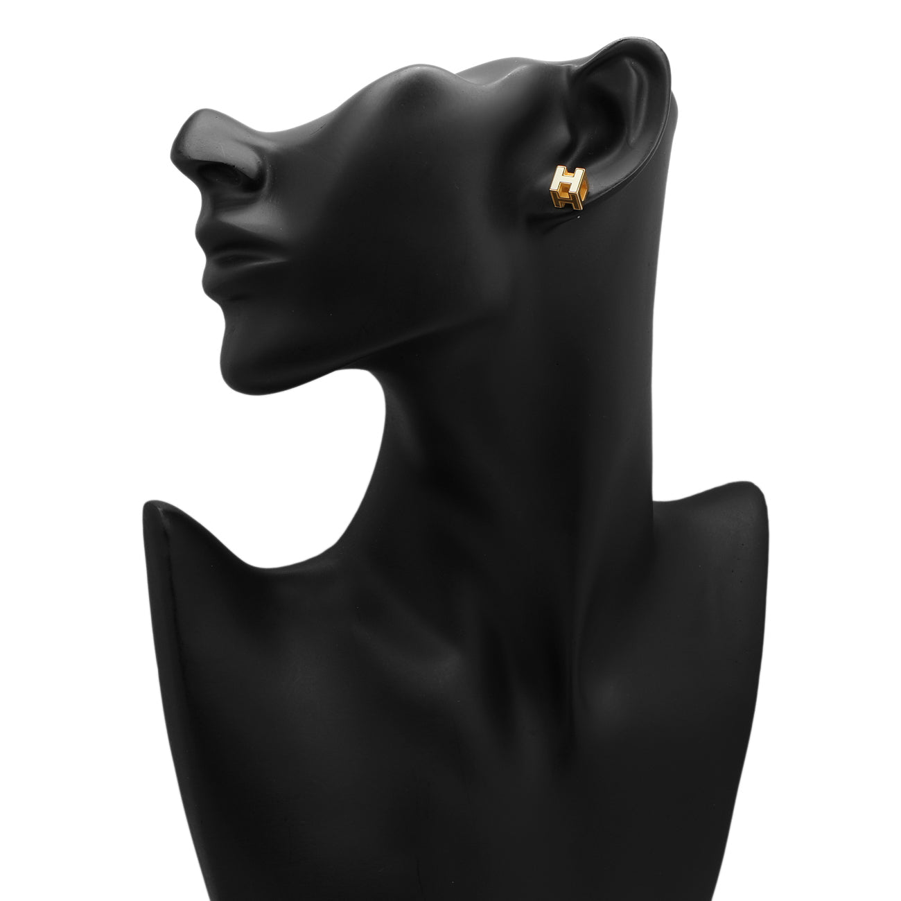 Exclusive Hermes White Lacquered Cage d'H Earrings — Back View