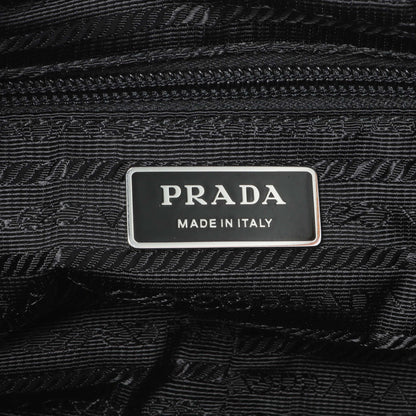 Exclusive Prada Re-Nylon Vela Saffiano Pocket Double Zip Shoulder Bag Black — Detail View