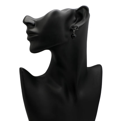 Exclusive Chanel Crystal CC Bead Drop Earrings — Back View