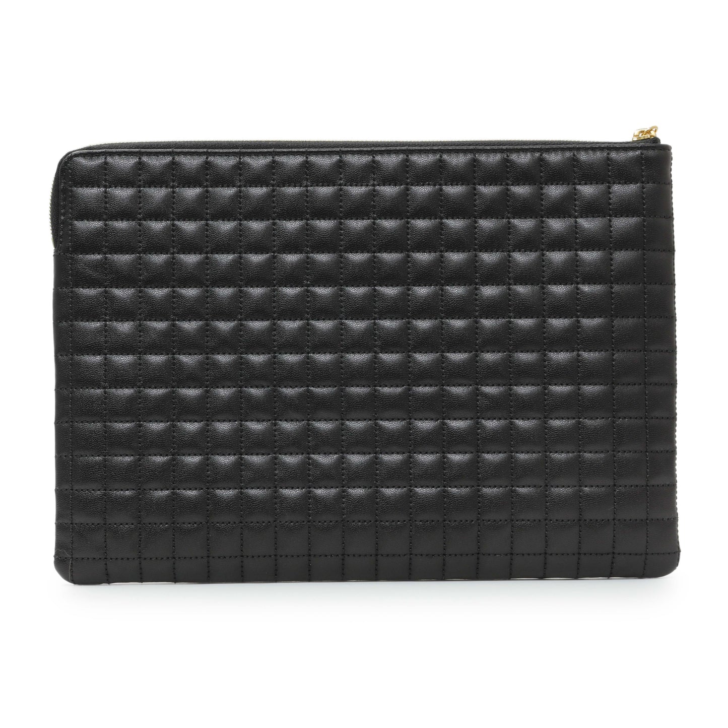 Exclusive Celine Black Calfskin Quilted C Charm Pouch — Side View