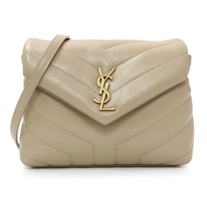 Exclusive Saint Laurent Beige Calfskin Monogram Toy Loulou Crossbody — Front View