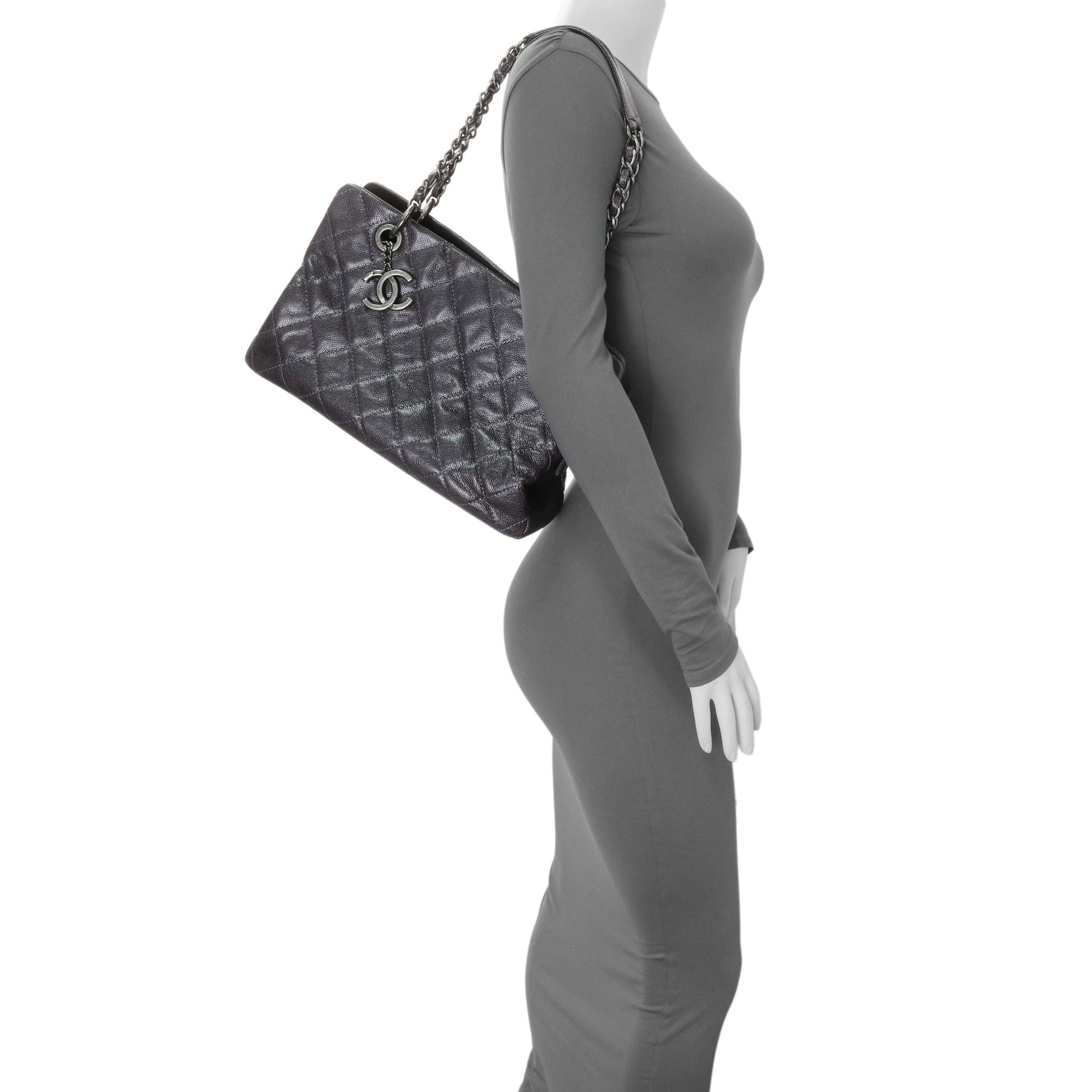 Exclusive Chanel Purple Iridescent Caviar Quilted Chic Shopping Tote — Alternate View 11