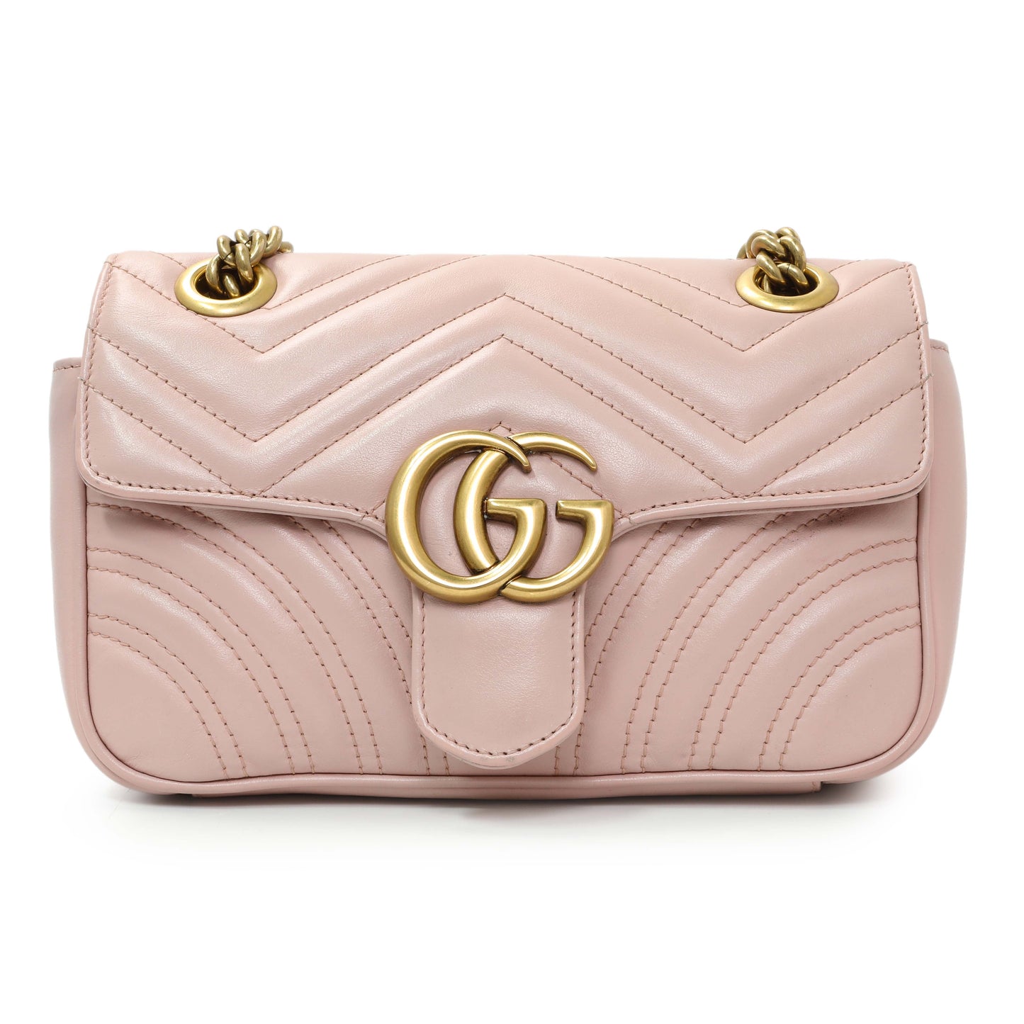Exclusive Gucci Pink Calfskin Mini GG Marmont Shoulder Bag — Side View