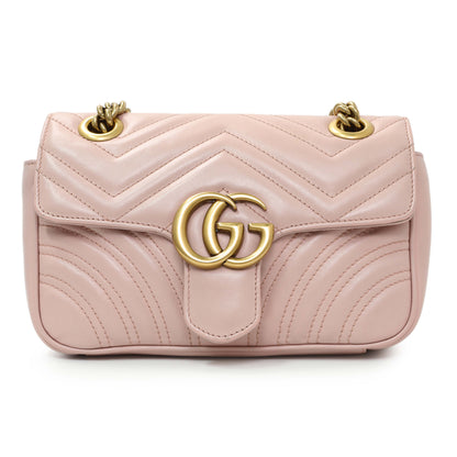 Exclusive Gucci Pink Calfskin Mini GG Marmont Shoulder Bag — Side View