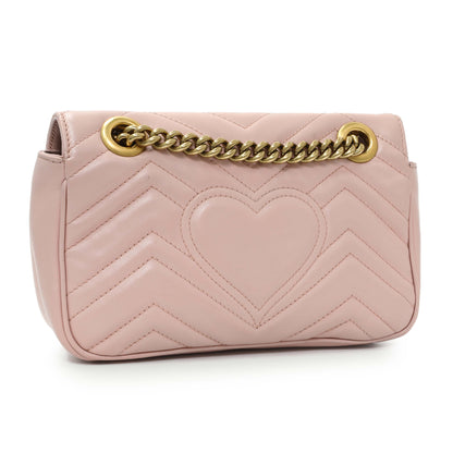 Exclusive Gucci Pink Calfskin Mini GG Marmont Shoulder Bag — Back View