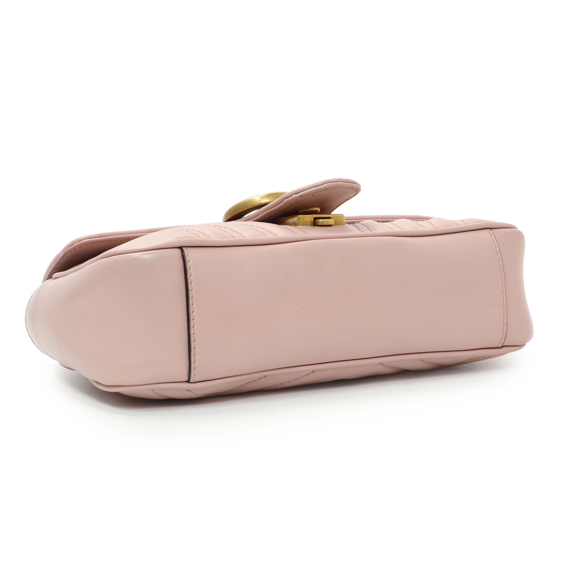 Exclusive Gucci Pink Calfskin Mini GG Marmont Shoulder Bag — Top View
