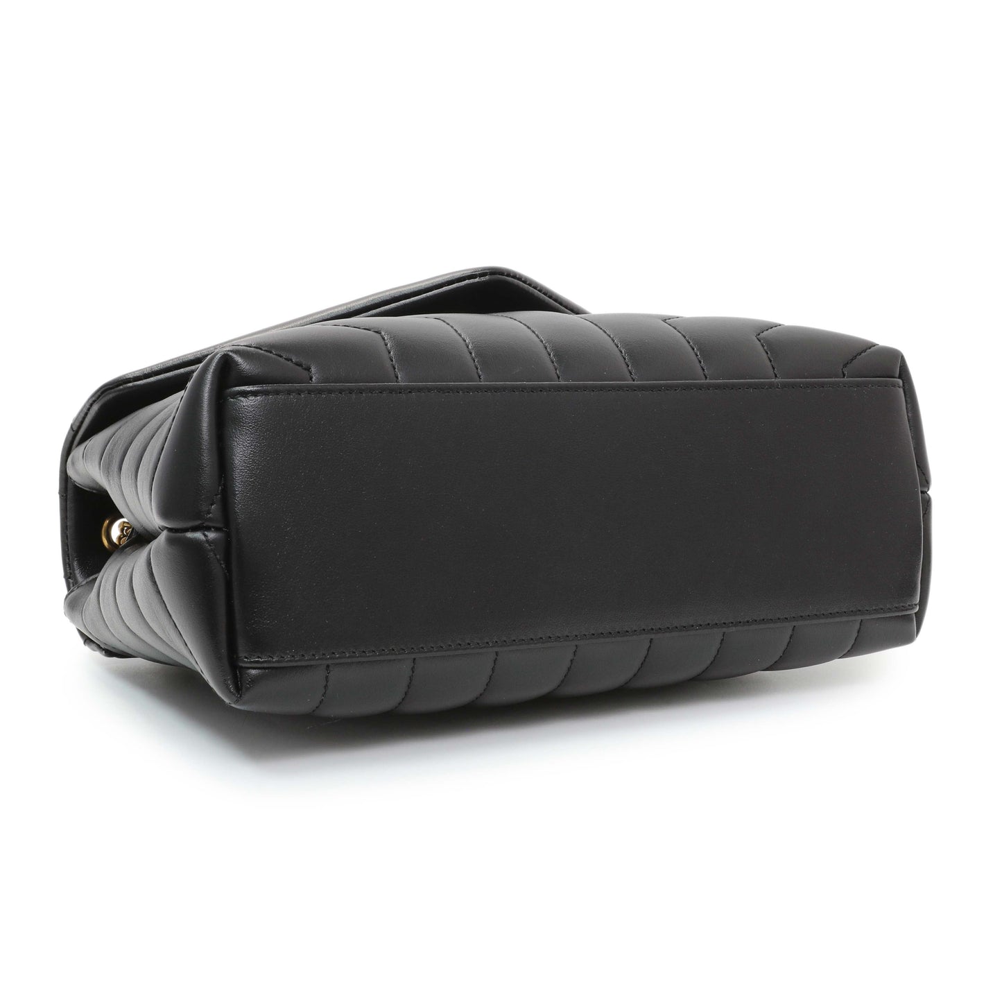 Exclusive Saint Laurent Black Calfskin Y Quilted Monogram Small Loulou Chain Satchel — Back View