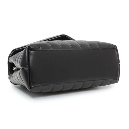 Exclusive Saint Laurent Black Calfskin Y Quilted Monogram Small Loulou Chain Satchel — Back View