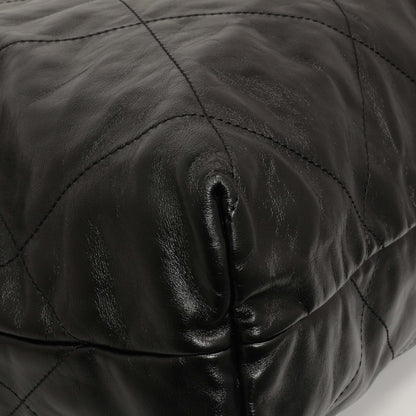 Exclusive Chanel Shiny Black Quilted Shiny Calfskin Large Chanel 22 — Top View