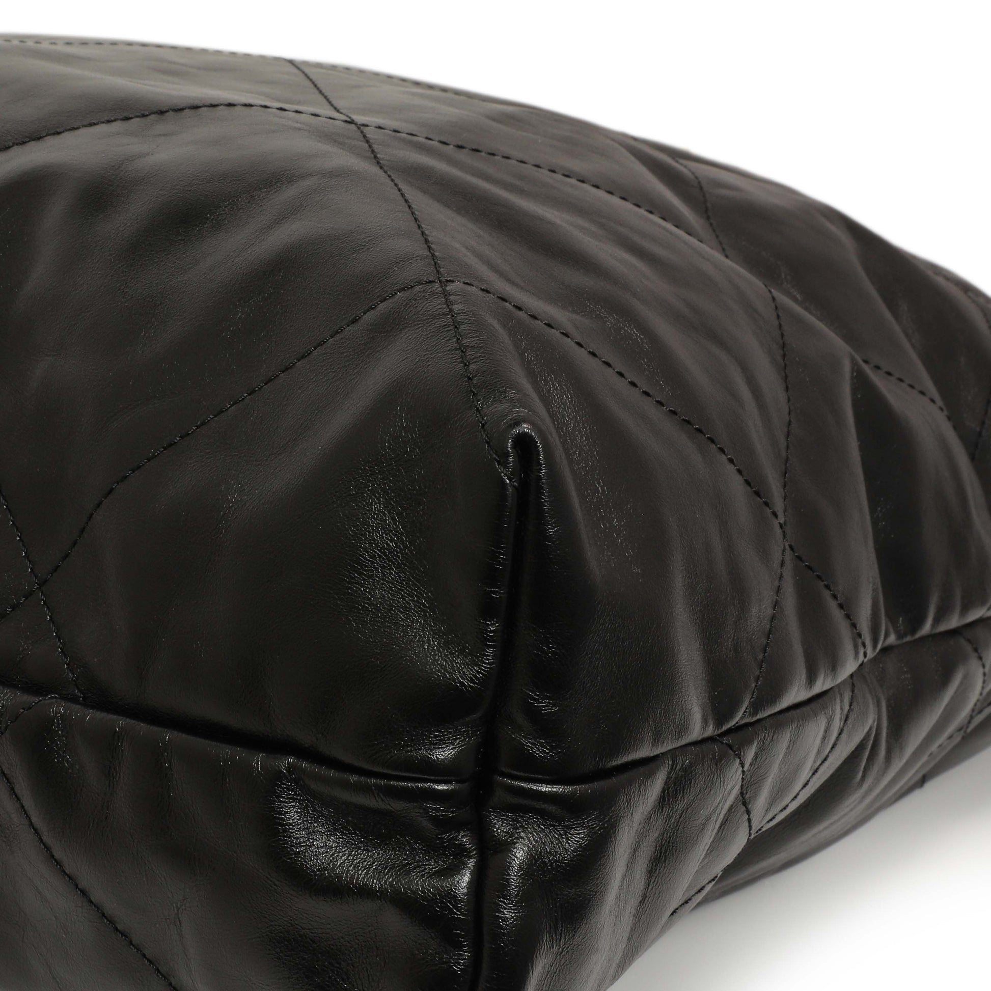 Exclusive Chanel Shiny Black Quilted Shiny Calfskin Large Chanel 22 — Alternate View 8