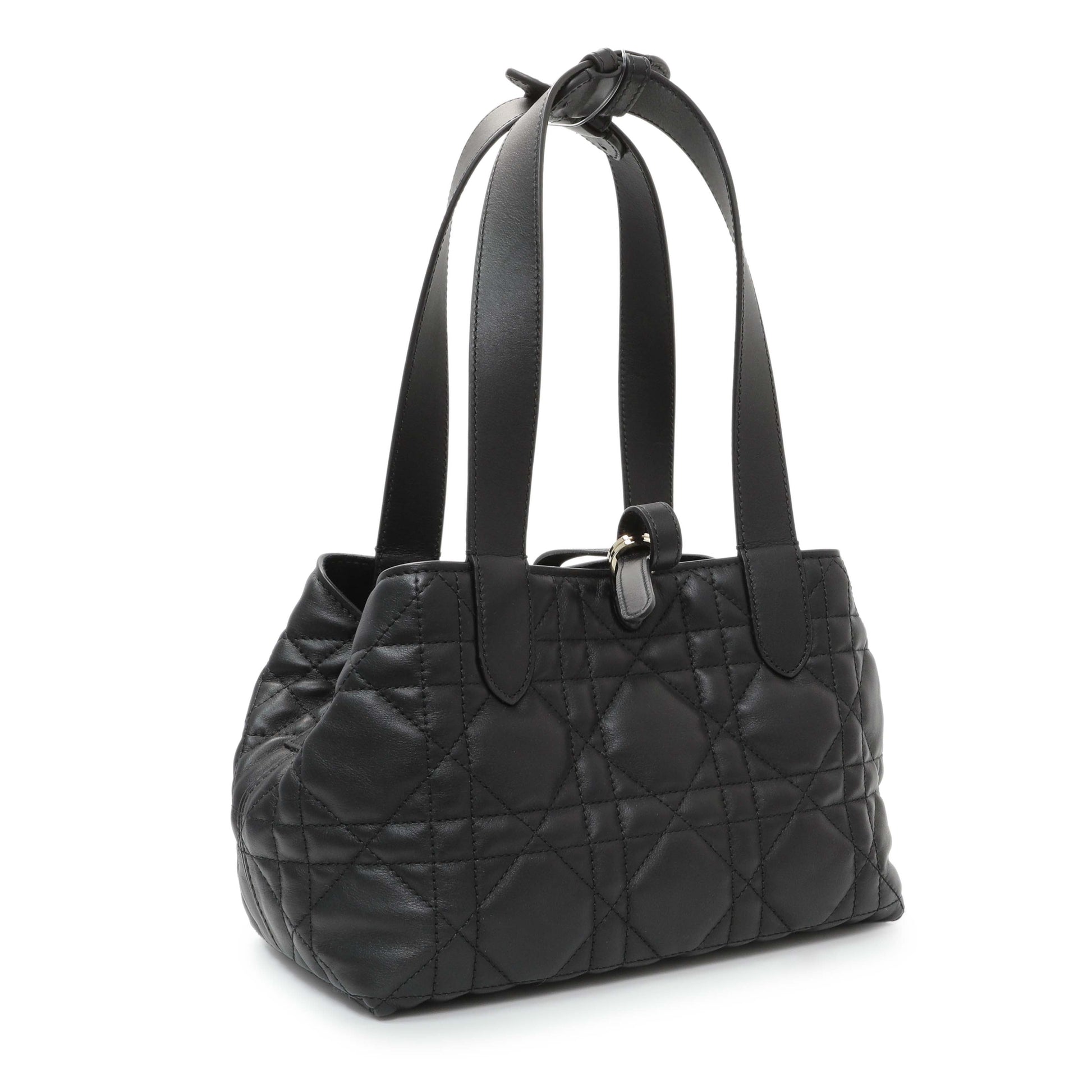 Exclusive Christian Dior Black Calfskin Macrocannage Small Toujours — Side View
